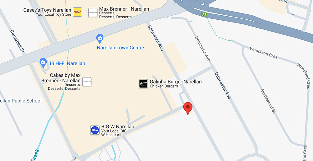 A map to show the location of Learn Through Play Occupational Therapy in Narellan